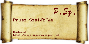 Prusz Szalóme névjegykártya